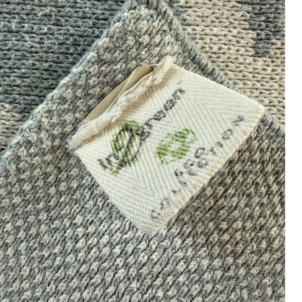 IN2GREEN Throw Blanket‎ Recycled Cotton Blue White Approximately 54x60 Coastal